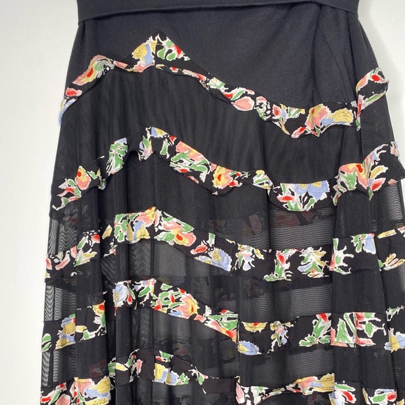 Free People Maxi Skirt Black Floral and Sheer boho - Picture 3 of 5